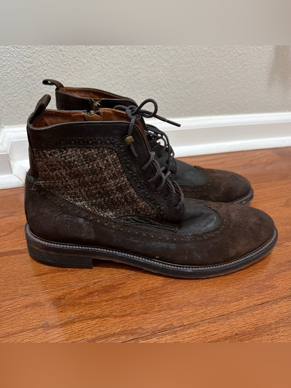 Johnston & Murphy J&M 1850 wingtip tweed boot shoes men’s size 9.5 leather